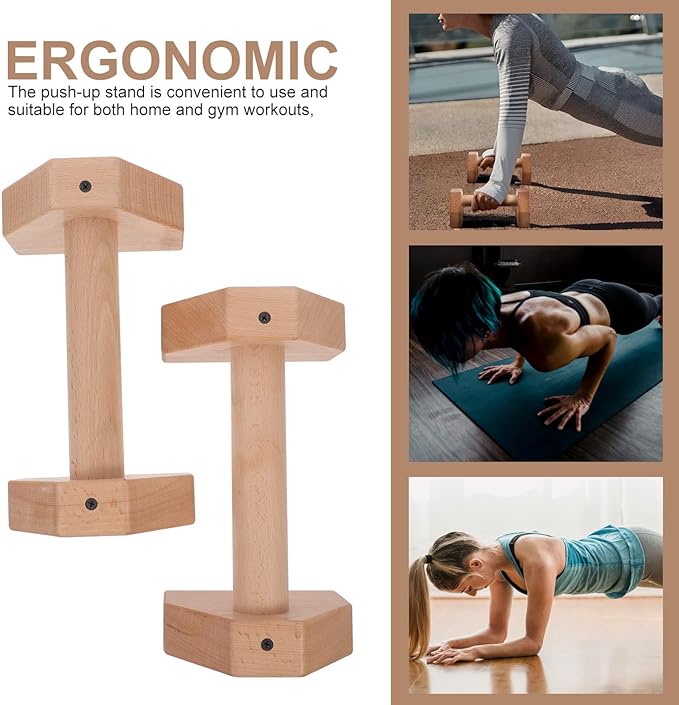 BESPORTBLE Wooden Push up Bars Pushup Handles Strength Training Push up Stands Beech Wood 25cm Pair Fitness Equipment for Home and Outdoor Workout