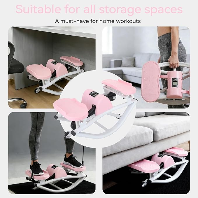 Lateral Rocking Fitness Stepper for Home Workout, Low-Impact Rock Stepper Protects Knees & Joints, Portable Compact Side-to-Side Stepper for Legs, Glutes & Abs Training