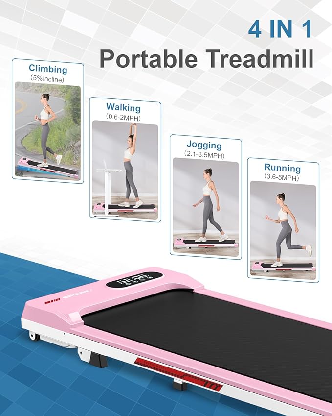 Walking Pad Treadmill with Handle Bar,Walking Pad with Incline 8%,2.5HP Quiet Under Desk 320 lbs 2 in 1Treadmills for Home Office,Compact Foldable Walking Pad,Remote Control&LED Display