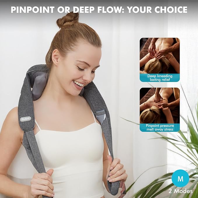Cordless Neck and Shoulder Massager with Heat, Rechargeable Shoulder Massager for Pain Relief Deep Tissue, 6D Shiatsu Kneading Massage for Neck and Shoulde Pain, Gifts for Mom&Dad