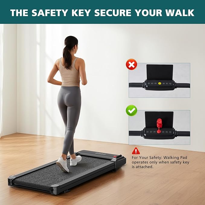 Smug Compact Armless Treadmill, Space Saving Design for Home & Office, Quiet Under Desk Walking Pad, 200 Lbs Capacity 3 in 1 Portable Walking Treadmill