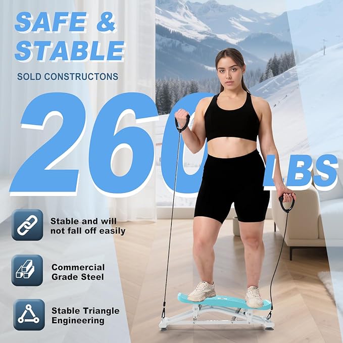 Balancing Machine for Full Body Workout，Simulated Ski Full Body Cardio Workout Equipment，Sliding Ski Simulator with Resistance Bands，Portable Twist Balance Trainer Featuring LCD Display