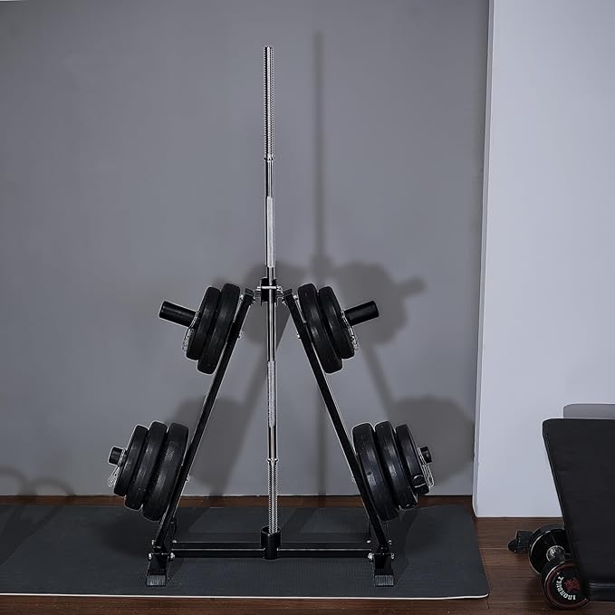 VEVOR Weight Plate Rack, A Frame Weight Plate Tree for 2-Inch Weight Plates, Standard Weight Plate Tree, 300 lbs Load Capacity Weight Storage Holder, Home Gym Barbell Rack Storage Stand, Black