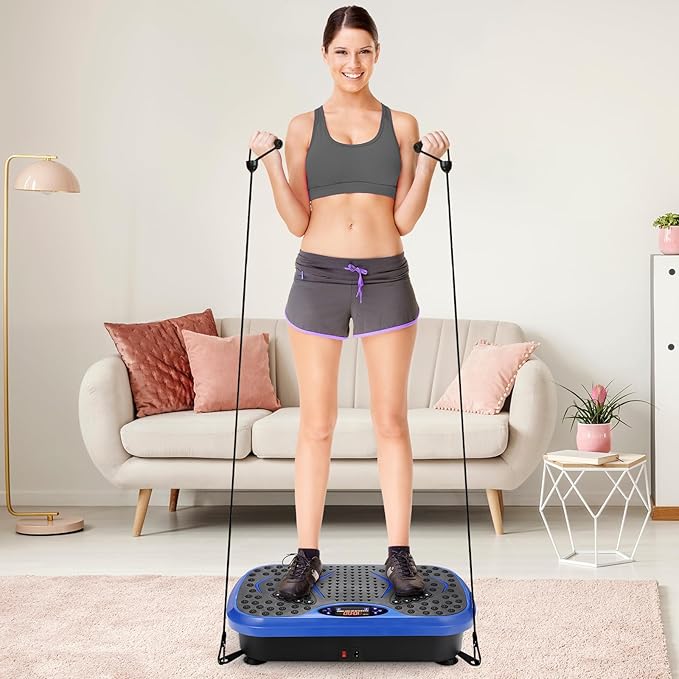Arlopu 3D Vibration Plate Exercise Machine, Full Body Workout Vibration Platform for Weight Loss & Lymphatic Drainage, Shake Fitness Platform with Loop Bands for Women Men