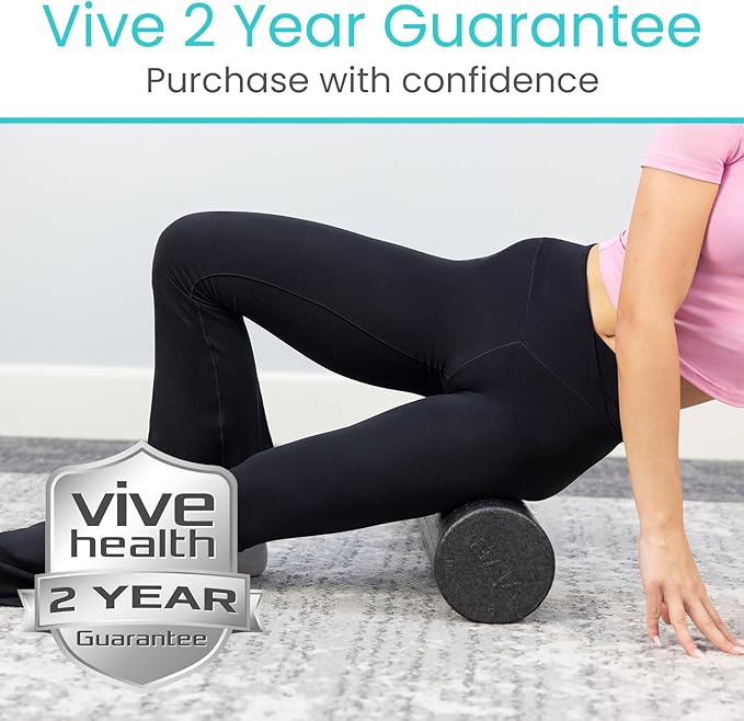 Vive High Density Foam Roller (12 inch) - Large Foam Roller for Exercise, Physical Therapy, Yoga, Pilates, Stretching - Pain Relief Massager for Trigger Point, Deep Muscle Massage, Myofascial Release
