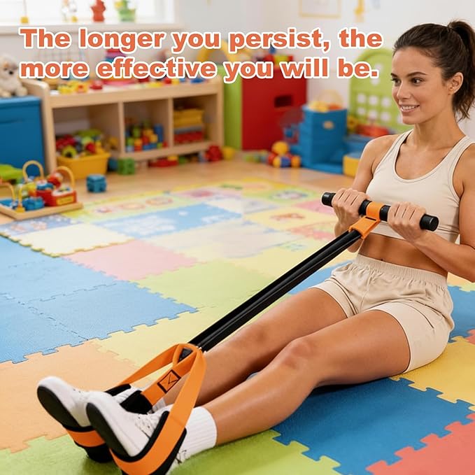 Pedal Resistance Band with Handle, Orange Resistance Bands for Working Out, Full-Body Resistance Training Equipment for Home Fitness, Exercise Band with Handles for Legs and Arms