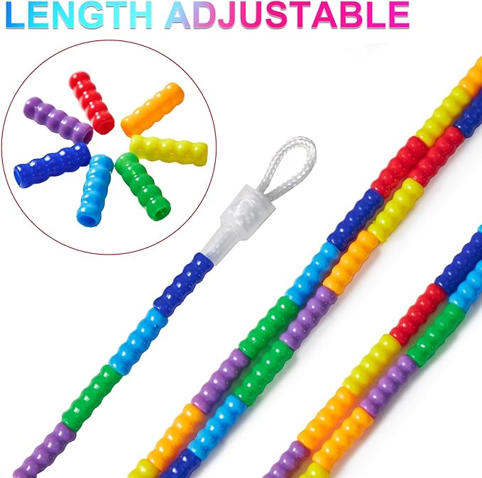 Long Double Dutch Jump Rope 16 Ft 2 Pack, Soft Beaded Skipping Ropes for Kids Adults, Plastic Segmented Jump Rope Multiplayer Group