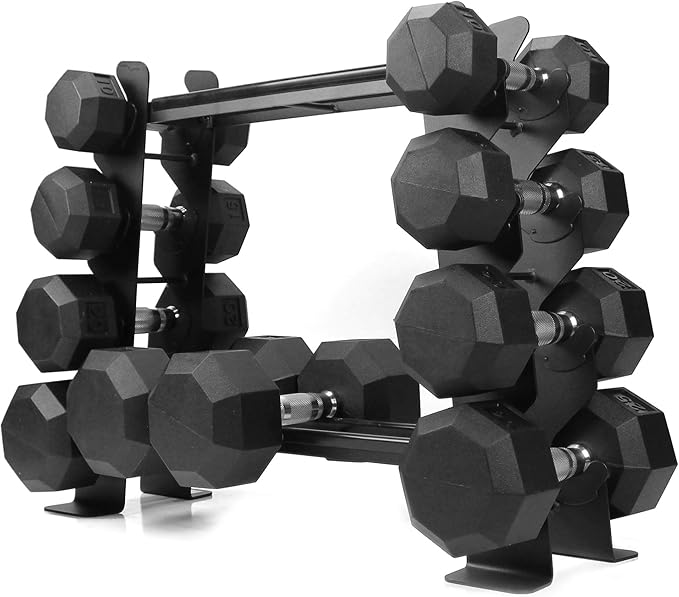 XPRT Fitness Compact Heavy Duty Dumbbell Rack | 400 lbs Capacity 2-Tier Steel Frame | Fits 5–30 lb Dumbbells | Space-Saving A-Frame Design for Home Gym