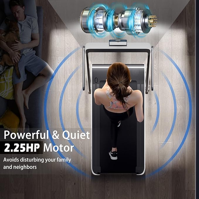 Goplus 2 in 1 Folding Treadmill, 2.25HP Superfit Under Desk Electric Treadmill, Installation-Free with Remote Control, APP Control and LED Display, Walking Jogging for Home Office