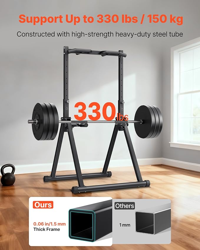 VEVOR Pull Up Bar, 330LBS Capacity Portable Pullup Bar Station, Pullup Bars Free Standing with Triangular Structure & Heavy-Duty Steel Tube, 9 Level Height Adjustment Gravity Fitness for Arms, Back