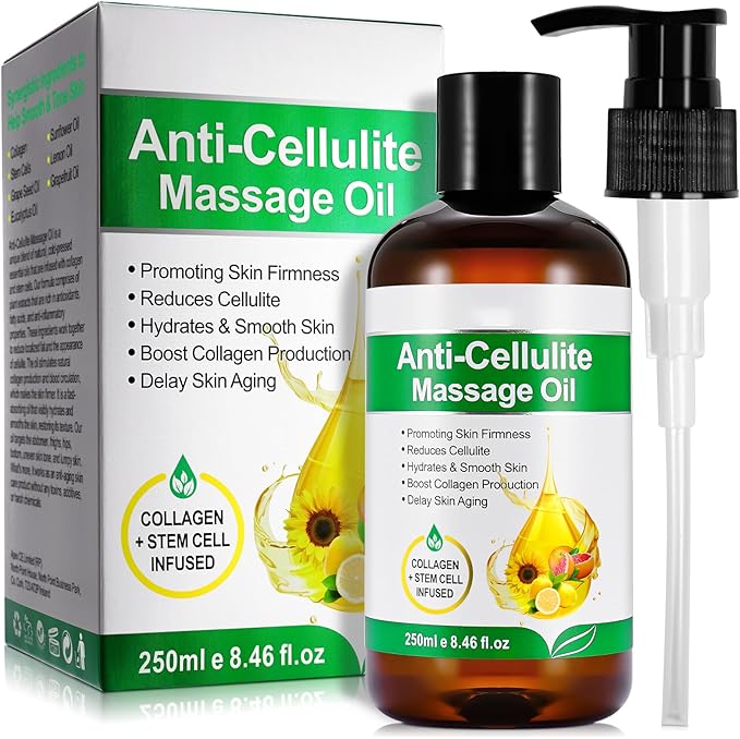 Body Oil Naturals Anti Cellulite Massage Oil, for Skin Tightening, Massage Oil for Massage Therapy Assists with Firming, Moisturizes Skin -8.46 fl.oz