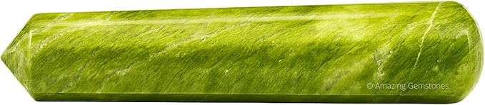 Amazing Gemstone Vesuvianite Crystal Wand Massage Stick - Pelvic Wand Gua Sha for Adults - Crystals and Healing Stones Massage Wands for Adults Gifts (Pointed)