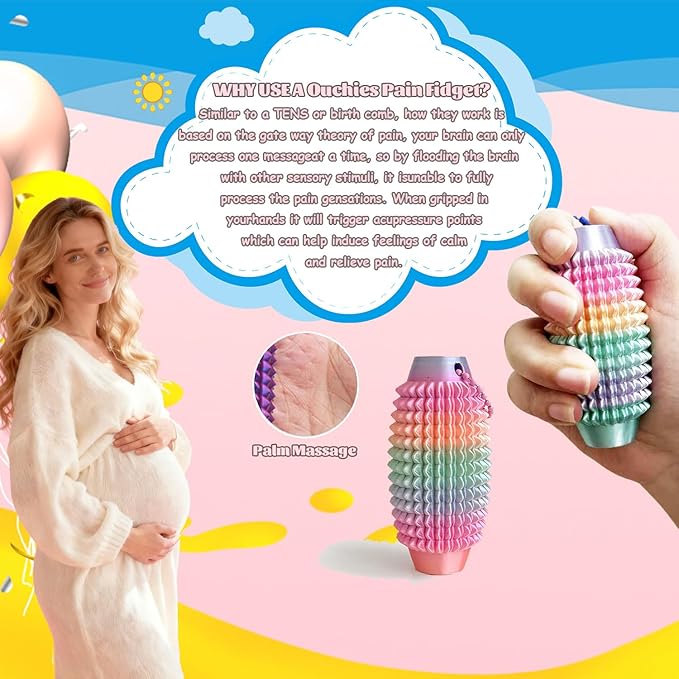 Labor Comb Kit with Massage Roller Ball and Pain Fidget, Wooden Birth Support Tools for Expectant Mothers, Pregnancy Essentials (Wood)