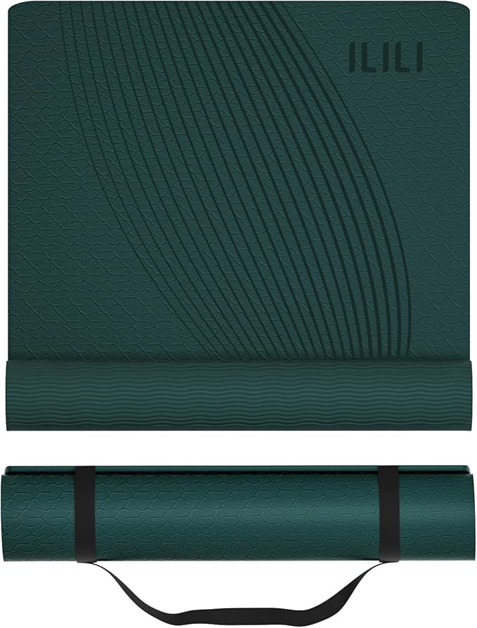 ILILI Yoga Mat, 72x25×0.3 Inch, TPE Exercise Mat, Tear-Resistant, Fitness Yoga Mat with Carrying Strap, Ideal for Yoga, Pilates, Home Workouts, Stretching & All Fitness Routines