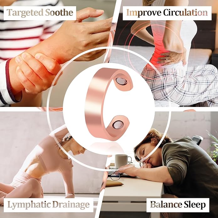 BioMag Copper Rings for Women, 99.99% Pure Copper Magnetic Rings Thumb Rings for Lymphatic Drainage, Adjustable Jewelry Gifts for Women