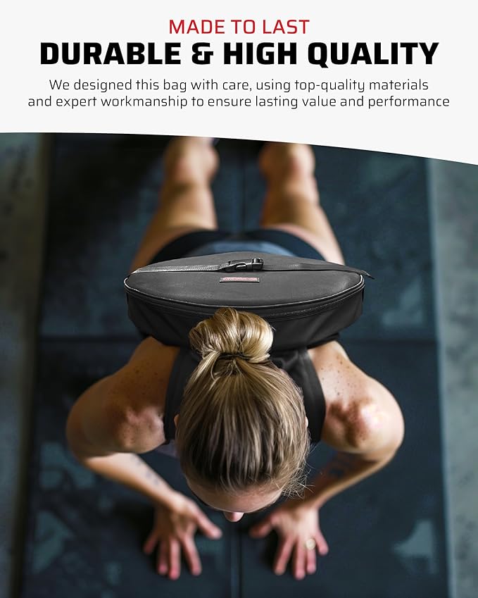 Weighted Backpack for Gym Weight Plate - for Pushups, Calf Raises, Squats, Wear on Back or Front, Fits Up to 17.5” Diameter, 2.5” Thick Plate, Padded Straps & Secure Buckles - For Home & Gym