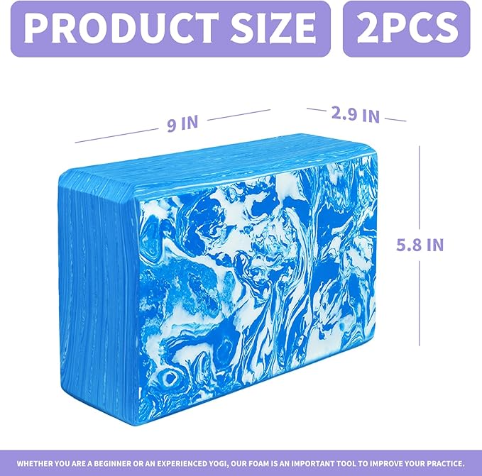 2-Pack Yoga Blocks, High-Density 9"x6"x3" Yoga Brick Foam Blocks Non-Slip EVA Foam Block Yoga Props Accessories for Yoga Pilates Stretching and Meditation