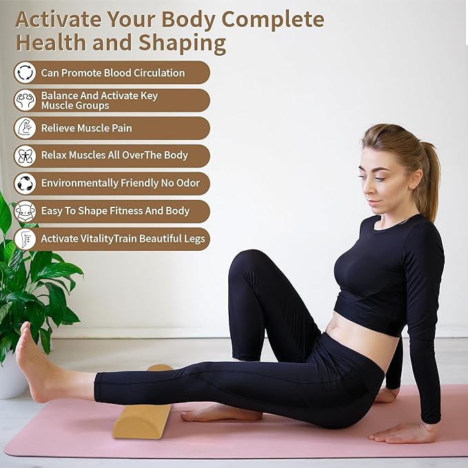 Upgraded Balance Trainer, Cork Balancing Board with User Guide-12In, Foot Ankle Strengthener Calf Stretcher, Plantar Fasciitis Bunion Arch Relief, Stability Trainer Double Leg Foot Strength Equipment