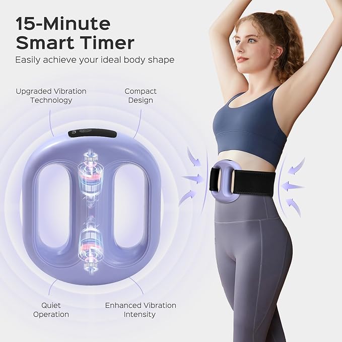 Vibration Plate with Extended Battery, Portable Cordless Massager for Weight Loss & Lymphatic Drainage, Full Body Fascia Ring with Belt - Gift for Women