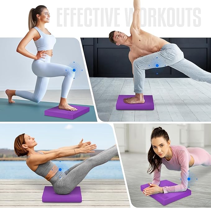 Yes4All Wood Slant board & Balance board (2in1) + Balance Pad XL Purple Physical Therapy, Yoga & Stability Training Balance Mat