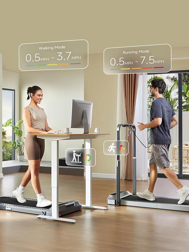 WALKINGPAD Folding Treadmill, 2 in 1 Walking Pad Under Desk Treadmill for Home and Office, Compact Foldable Design with App Control and LED Display