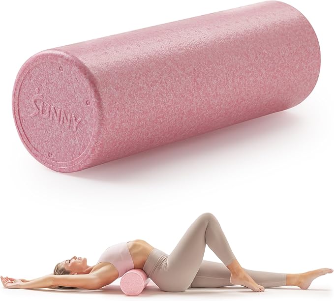 Sunny Health & Fitness High-Density Foam Roller 12" to 36", for Stretching & Muscle Recovery – Black, Blue, Pink