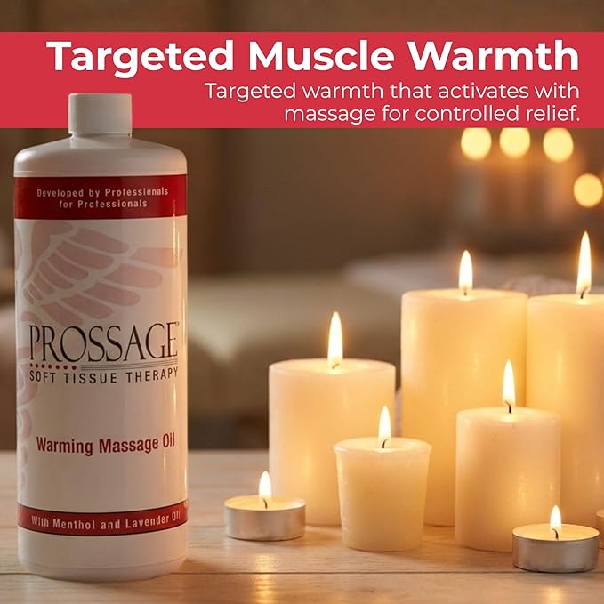 Prossage Heat Warming Relief Massage Oil for Therapuetic Massages, Deep Tissue Massages, and Aromatherapy, Topical Reliever, 32 Ounce Bottle