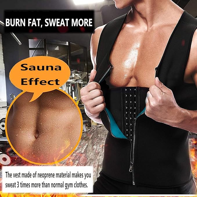 Sweat Vest for Men Neoprene Sauna Suit Corset Waist Trainer Workout Tank Tops Weight Loss Body Shaper Shirts