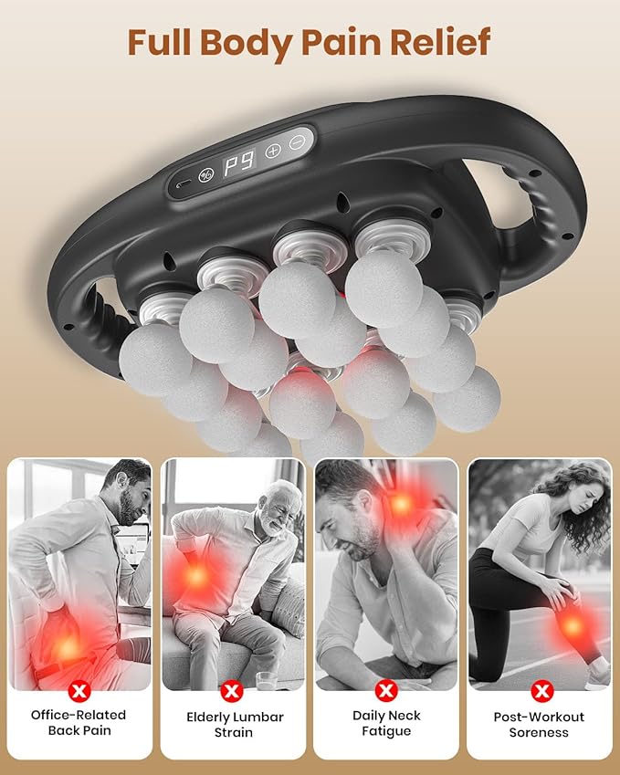 16-Head Massage Gun, Deep Tissue Back Massager with 99 Adjustable Intensities & 9 Modes, Electric Percussion Massager, Gun Tool for Back/Shoulders/Legs/Arms/Neck (16 Head)