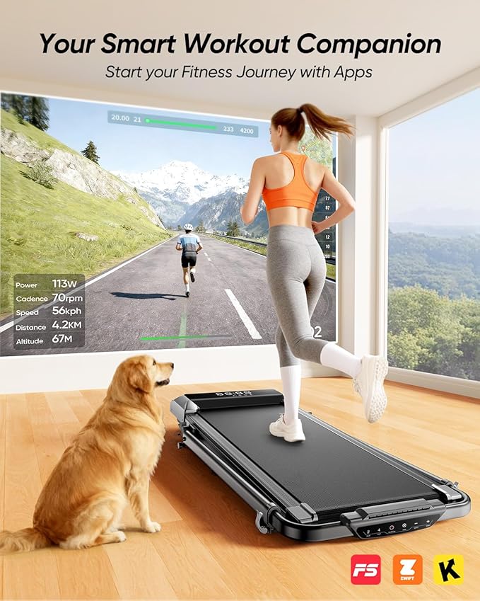 Walking Pad with 12% Incline & Height-Adjustable Handlebar, 5-in-1 Foldable Treadmill for Home & Office, Portable Under Desk Treadmill with LED Display & App Control