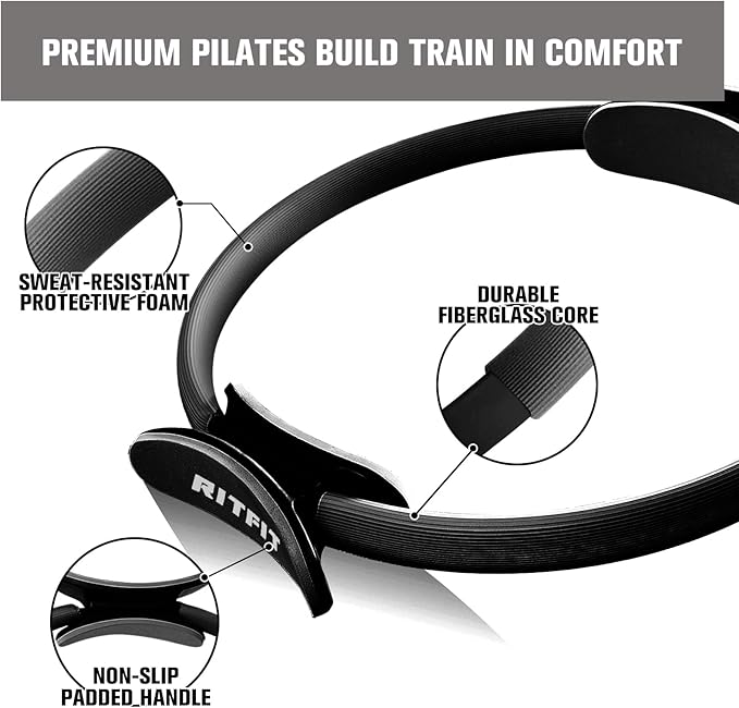 RitFit Pilates Ring Circle - 14 Inch Magic Fitness Circle for Toning Inner & Outer Thighs, Bonus Workout Guide Included