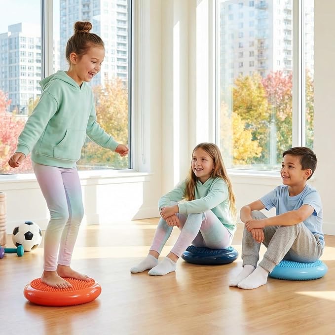 Libima 4 Pcs Wiggle Seat for Sensory Kids Inflated Wobble Cushion Sensory Seat Cloud Design Flexible Seating for Classroom Elementary Balance Disc for Kids Adult Pet Training