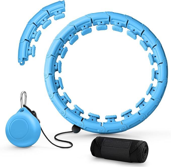 Weighted Fit Hoop Plus Size with Extra Sweat Belt for Adult Weight Loss, 32 Detachable Links Smart Fitness Hoop, Fitness and Massage 2 in 1, Great for Adults and Beginners