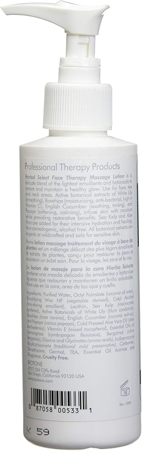 Biotone Herbal Select Massage Products Face Therapy Lotion, 6 Ounce, 6 Ounce