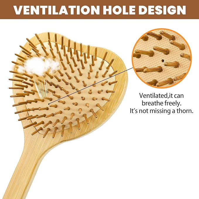 15.75" Heart-Shaped Bamboo Back Scratcher with Airbag Cushion – Elastic & Gentle on Skin, Relieves Itching & Massages Back, Shoulders, Legs, Suitable for Women ,Men & Adults (A-Pure Wood Color)