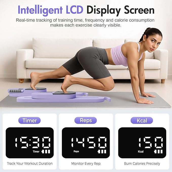 ALSO GO Pilates Board, Upgrad Pilates Reformer Set, Multifunction Abdominal Portable Board for Home Workout, Portable Reformer Machine for Full Body Workout, Home Pilates Kit with Resistance Bands