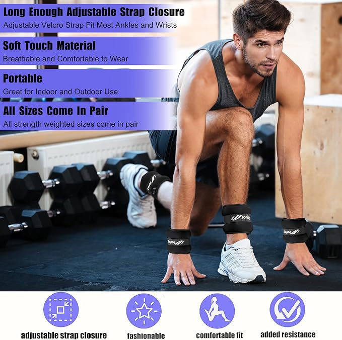 Ankle Weights A Pair of 1/2/3/4/6/8/10/12/20 LBS Wrist Leg Arm Weights for Women Men with Adjustable Straps, Strength weighted for Physical Therapy Running Walking Fitness Gym Workout