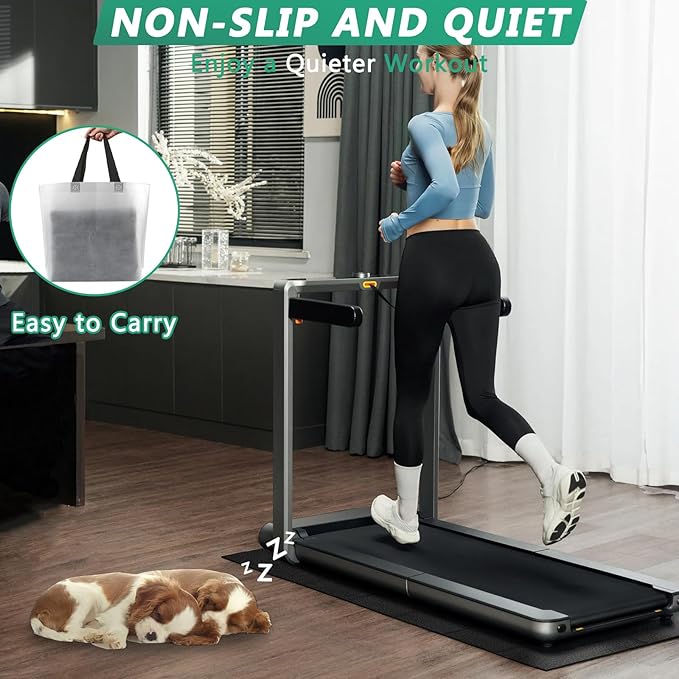 Foldable Treadmill Mat for Carpet Floors - 68"x24" 1/4" Thick Exercise Equipment Mat, Noise Reducing Floor Protector with Shock Absorption for Home Gym & Indoor Workouts