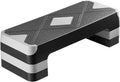 Aerobic Exercise Step Platform, 28-Inch Workout Aerobic Stepper, Height Adjustable Fitness Training Step Deck Trainer with 4 Risers, Non-Slip Surface Bench for Home Gym Cardio Strength, Gray