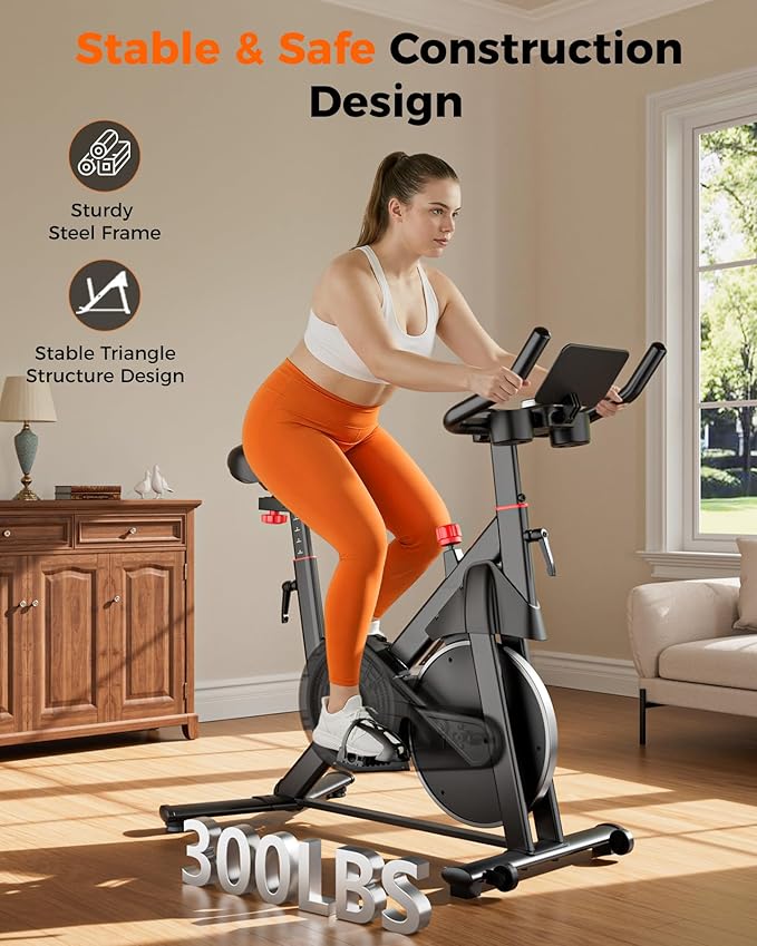 SupeRun Magnetic Exercise Bike for Home, Stationary Bikes Indoor Cycling with 32-Level Resistance, Adjustable for Users 5'1" to 5'11" & 300lbs Capacity