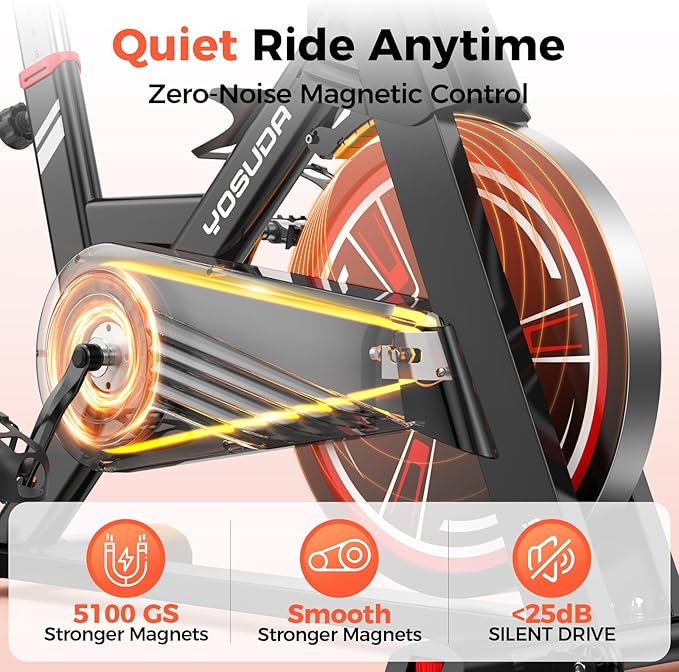 YOSUDA PRO Magnetic Exercise Bike 350 lbs Weight Capacity - Indoor Cycling Bike Stationary with Comfortable Seat Cushion, Silent Belt Drive 010C