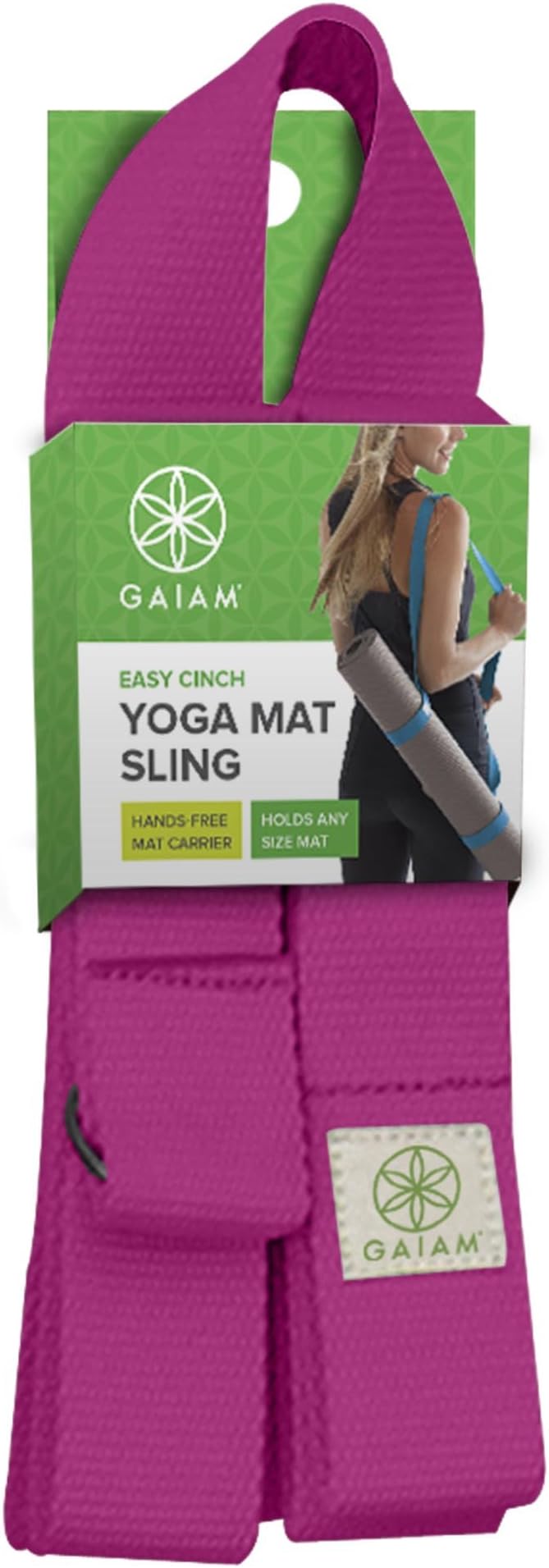 Gaiam Easy-Cinch Yoga Mat Sling - Durable Carrying Strap for Yoga Mat with Metal D-Rings for Secure Fit (No Mat Included)