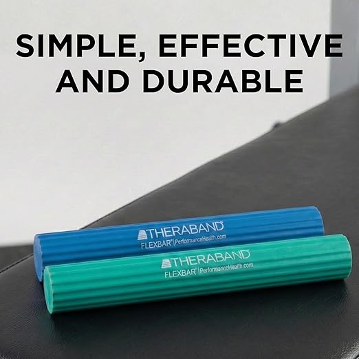 THERABAND FlexBar, 2 Pack, Green, Blue, Therapy Twist Bar, Hand & Wrist Strength, Tennis & Golfer's Elbow, Tendonitis, Rehab Tool for Resistance Exercise, Grip Training, Ease & Recovery