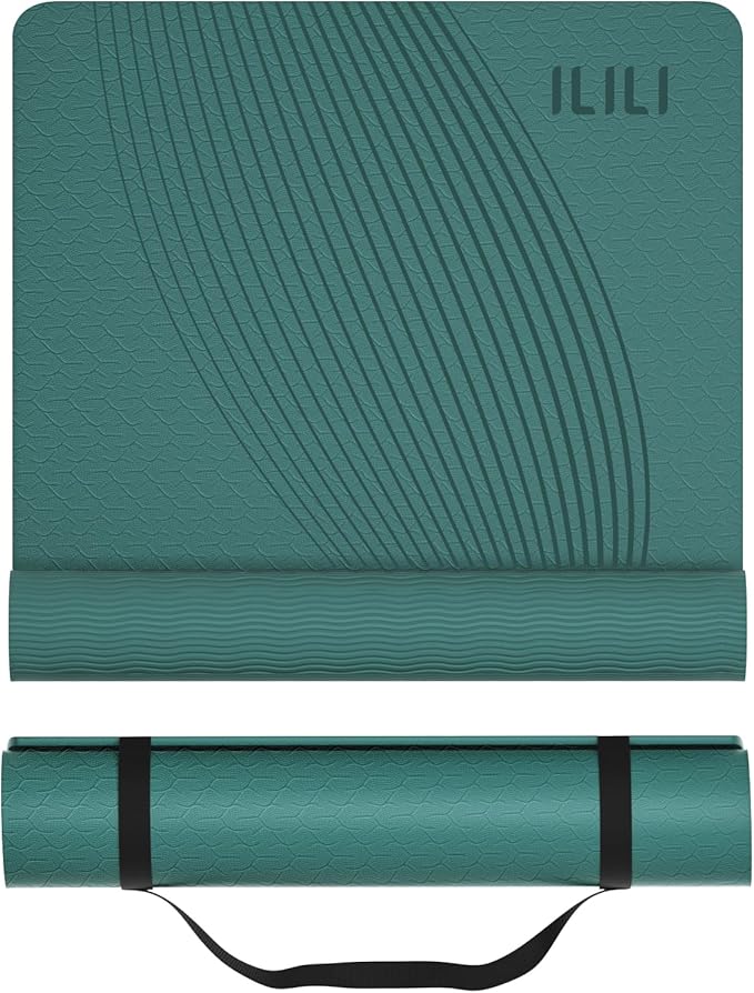 ILILI Yoga Mat, 72x25×0.3 Inch, TPE Exercise Mat, Tear-Resistant, Fitness Yoga Mat with Carrying Strap, Ideal for Yoga, Pilates, Home Workouts, Stretching & All Fitness Routines