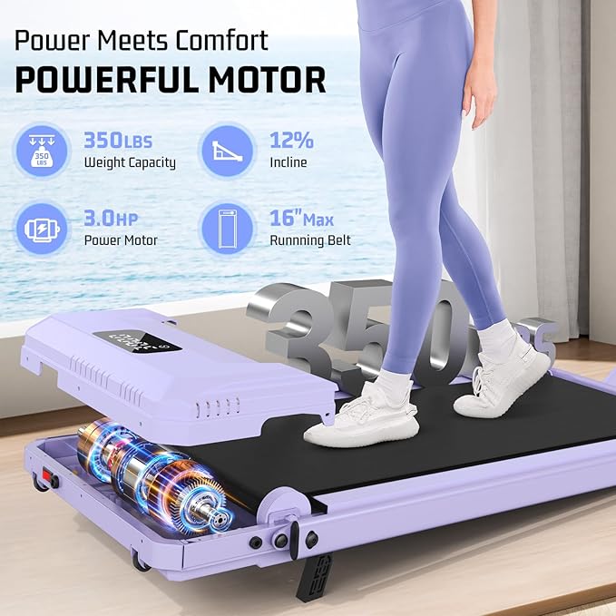 FUNMILY Upgrade Walking Pad Folding Treadmill with 12%/15% & Handle Bar, 3.5HP Foldable Under Desk Compact Treadmills for Home/Office/Gym, 400+lb Capacity, Shock Absorption