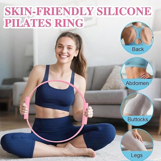 13 PCS Pilates Equipment Kit for Women,Pilates Ring and Ball Set with Resistance Bands,Core Sliders, Socks, Bag & Guide for Starter Home Workout Fitness Gym Essentials