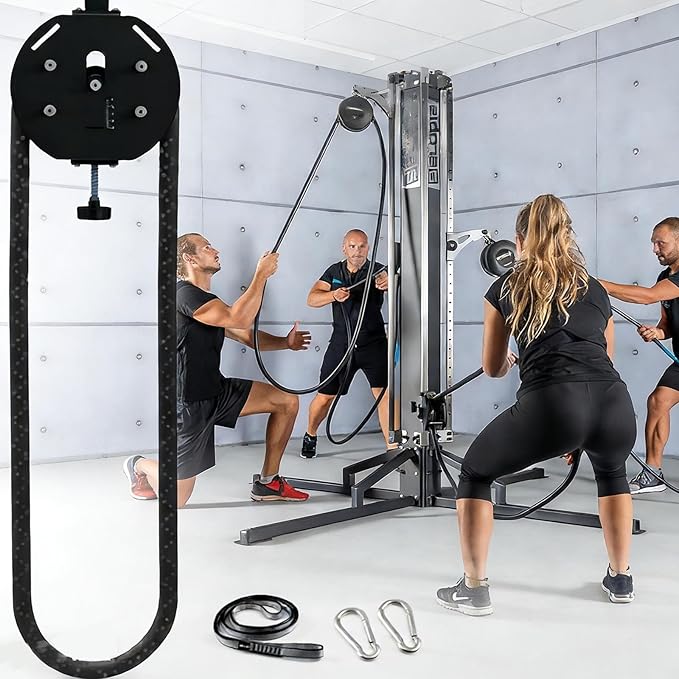 Endless Rope Trainer with Adjustable Resistance Suspension Pulley System for Home Gym Interval Strength Training