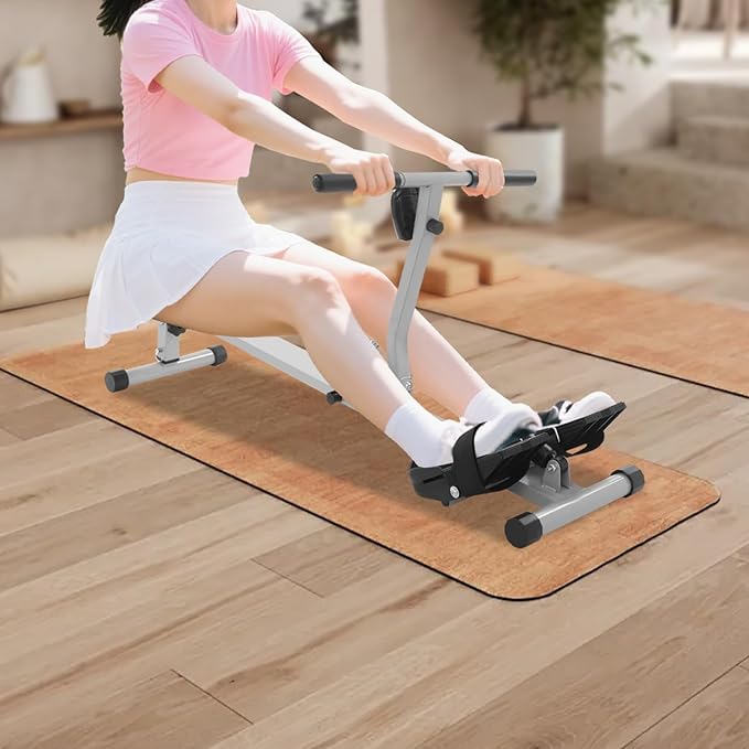 Rowing Machine 330lbs Capacity, Foldable Home Rower with 12 Adjustable Resistance, LED Display Rowing Exercise Machine, Freestanding Iron Frame Fitness Equipment for Full Body Workout