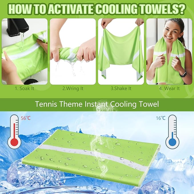 12 Pcs Cooling Towel Baseball Football Basketball Breathable Chilly Softball Soccer Ice Towel, 40"x12" Tennis Microfiber Accessories for Player