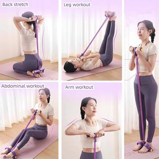 Multifunctional Pedal Resistance Band, 8 Tube Stretch Band with Handle, Upgrade Heavy-Duty TPE Tubes with 300% Stretch, Shaping Exercise Equipment for Abdominal, Leg, Arm and Back Slimming Training